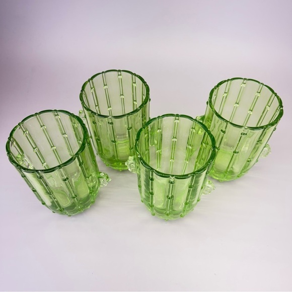 John Lewis Green Glass Cactus Tumblers Glasses - Picture 3 of 8
